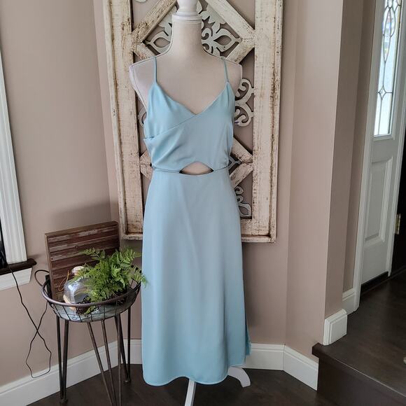 Sam Edelman Women's Cutout Satin Cami Midi Dress in Mint Green - Picture 1 of 9